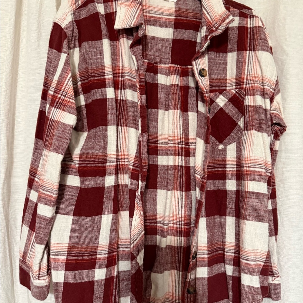 Maurices Red and White Plaid Shirt